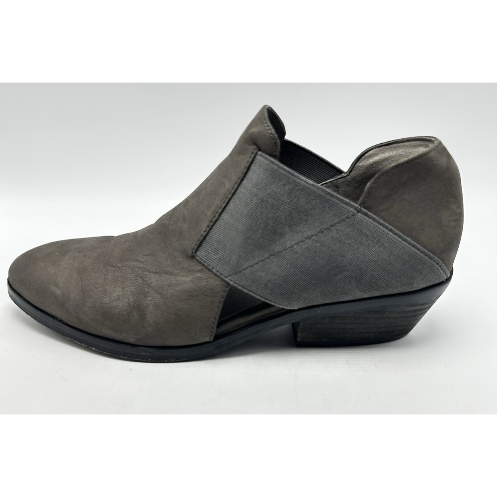 Eileen Fisher Booties Womens 6.5 Gray Leather Ankle Boots Quiet Luxury City